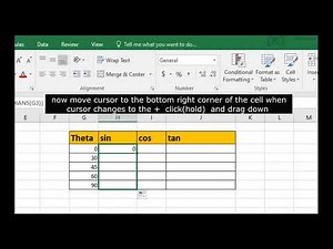how to add trigonometric ratios in excel sheet. MS EXCEL trignometric ratios SINE COS TAN