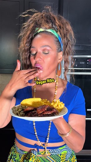 Jerk Ribz Yes I make boneless ribs from peanut butter and flour. Don’t knock it until you try these vegan ribs #veganribs #juneteenth #veganrecipes #chefjoya #plantbased