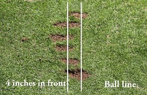 Find the bottom of your swing arc by learning to read your divots
