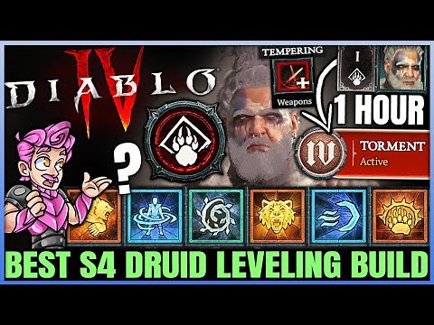 Diablo 4 - New Best Druid Leveling Build - Season 4 FAST 1 to 70 - Skills Tempering Gear Guide!