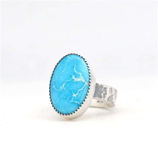 Blue Bird Turquoise Ring Handmade Sterling Silver Jewelry, Made in USA in Minimalist Modern Southwest Style - Etsy