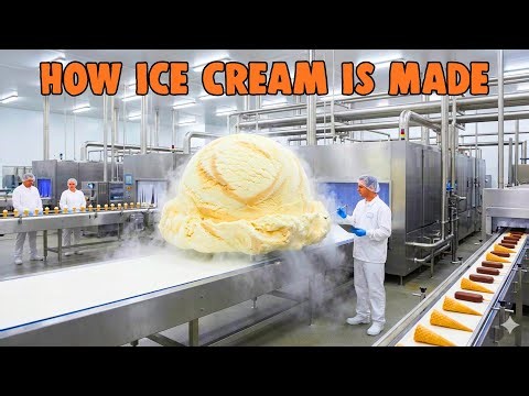 How Ice Cream Is Made 🍨 | Inside a Modern Ice Cream Factory (Satisfying Process)