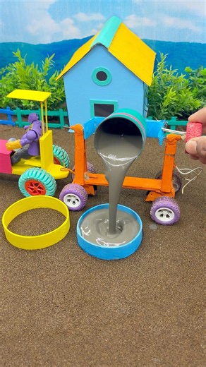 😱 Amazing Mini Tractor Making Cement Pillar | DIY Real Working Construction Machine 🚜 #shorts