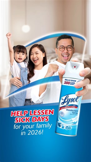 Need help keeping your New Year’s resolution for less sick days in 2026? 💪 Build the simple habit of using Lysol Disinfectant spray on high-touch areas everyday to keep illness-causing germs at bay (based on representative germs tested) 💙 ASC Reference No. R0199N121225L | Lysol Philippines