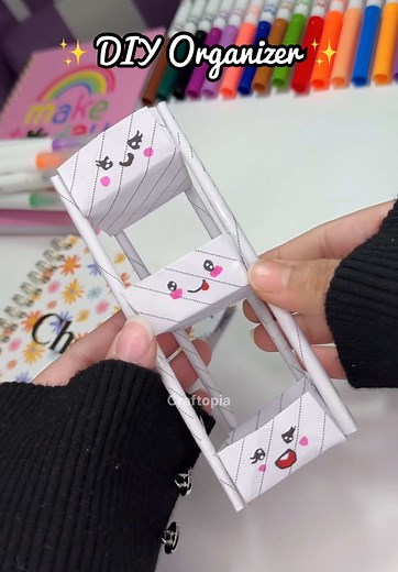 DIY Paper Cute Organizer✨ #papercraft #cutecrafts #easycrafts #diycrafts #thingstodo #craftopia