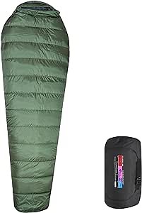 Ultralight Down Sleeping Bag for Adults with 1000g Fill Power, Compact Sleeping Bag with Compression Sack for Backpacking, Hiking and Camping