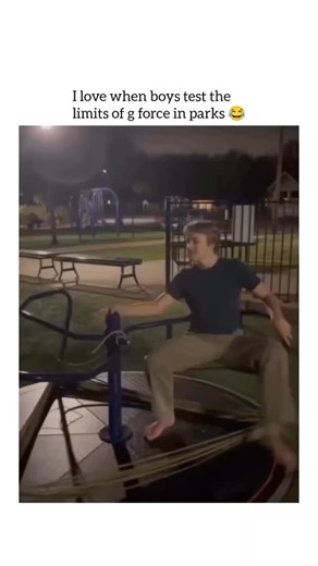 the laugh spot on Instagram: "This video is a compilation showing several young men testing the limits of G-force on playground equipment, often resulting in humorous and chaotic outcomes. Video Overview The compilation features various clips of boys using spinning park equipment at extreme speeds: Extreme Spinning: Most clips show the boys spinning rapidly on merry-go-rounds or specialized climbing structures. The Effects of G-force: The intense centrifugal force makes it difficult for them to