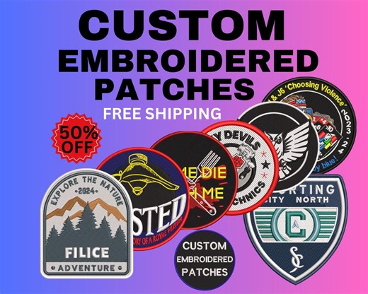 Custom Embroidery Patches: Iron On, Sew On, or Hook & Loop - Etsy