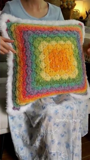 just one more project turned into a rainbow cloud pillow 🌈☁️#CrochetPillow #RainbowCrochet