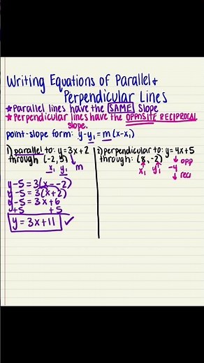 How to write equations of parallel and perpendicular lines now up on my channel!