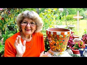 Mosaic Flower Pot With Broken Plates From Dollar Store