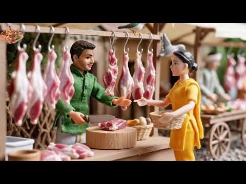 Miniature Doll Goat Roast Cooking | Indian Village Life
