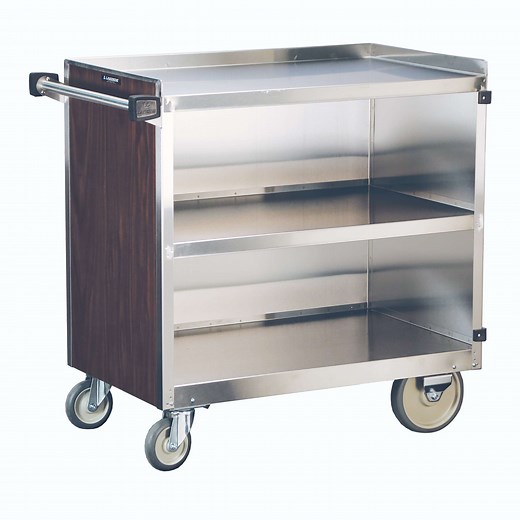 Lakeside 844 Enclosed Bussing Cart, Stainless Steel, 3 Shelf: 21" x 35", 700-Lb. Capacity - Lakeside Foodservice