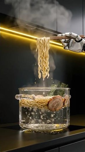 My AI kitchen makes ramen better than I do… #ai #asmr #shorts #viralvideo #cooking #ramen #tech