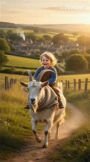 A cute Girl is riding a goat #shorts #views #viral