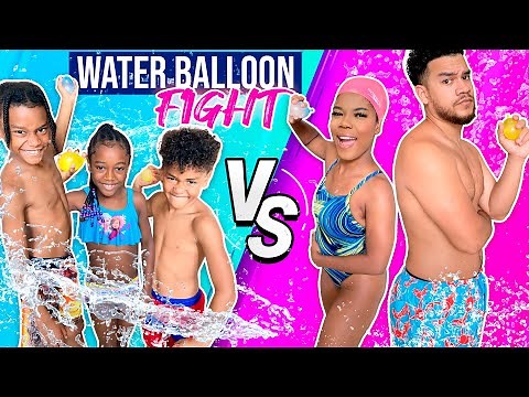 HUGE WATER FIGHT!! *PARENTS vs. KIDS*