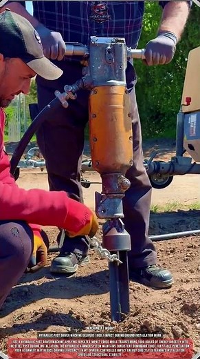 Hydraulic Post Driver Machine Delivers 1800 J Impact During Ground Installation Work