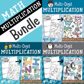 4th-5th Grade January Winter Math Craft Multiplication Worksheet Color by Number