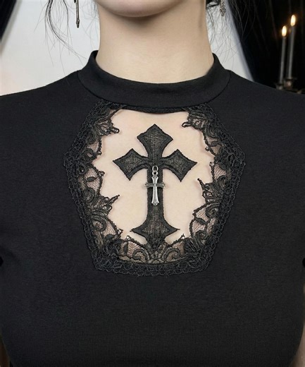 Gothic Cross Cut-out Ruffle Mini Skirt Set | Aesthetic Lace Sleeve Top |punk Rock Outfit | E-girl Mall Goth Co-ord | Victorian Dark Academia - Etsy UK