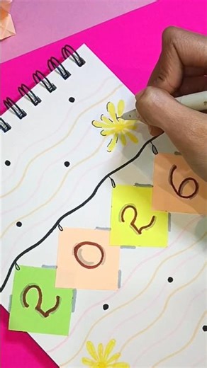 welcome to 2k26 🎉🥳 | notebook front page idea 💡✨ #diy #frontpage #craft #craft #papercraft #art