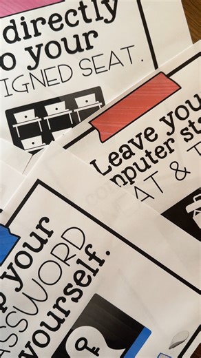 Brittany Washburn on Instagram: "The tone of your tech space matters before the first device is even turned on. These Technology-Themed Classroom Expectations Posters help set clear, positive expectations while adding color and purpose to your walls. You get 15 posters designed specifically for computer labs, media centers, and tech-rich classrooms. They support routines. They reinforce responsibility. And they make the space feel intentional from day one. 👉 Comment DECOR to explore Tech Lab De