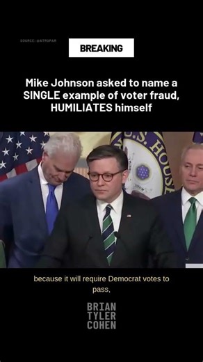 Mike Johnson asked to name a SINGLE example of voter fraud, HUMILIATES himself