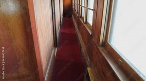 President Warren G Harding's railroad car that he used when visiting Alaska to drive a golden spike in the Alaska Railroad. Filmed in Pioneer Park, Fairbanks. Tilt up.