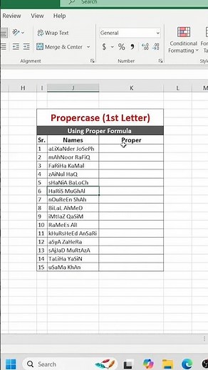 Upper case 1st letter in Excel #excel #exceltips #exceltricks #excelformula #computertech
