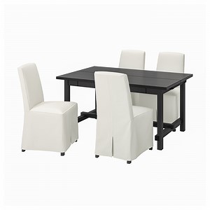 NORDVIKEN / BERGMUND table and 4 chairs, black/Inseros white/black, 597/8/873/4"  - IKEA