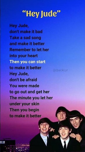 Hey Jude lyrics - The Beatles #lyrics #heyjude #thebeatles