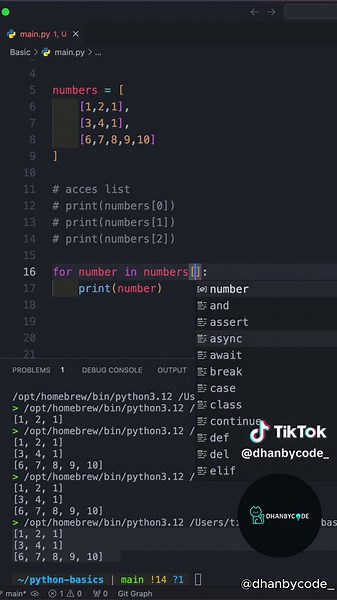 Belajar Python - nested list. #python #pythonprogramming #programming #coding #belajarcoding #programmingtips #codingtips #pythontutorial #fyp #pemrograman #python3