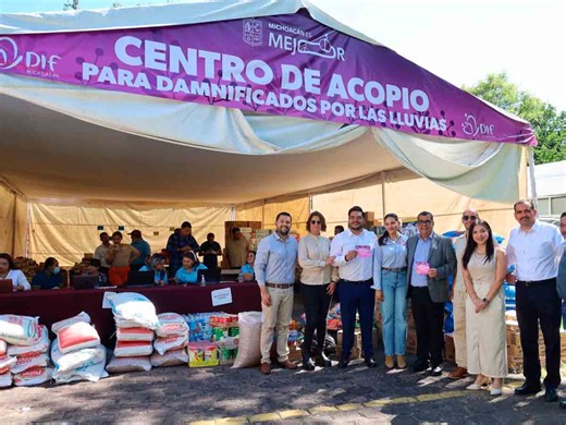 Michoacán instala centro de acopio para apoyar a familias afectadas por las lluvias en el país