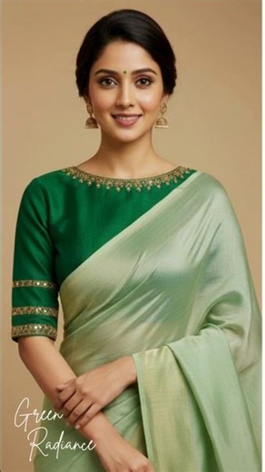 Stunning Green Silk Cotton Blouse Design | Elegant Boat Neck Saree Blouse for Modern Women