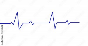 4k blue heart beat line animation on white background. 4k seamless loop animation.