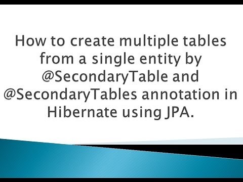 How to create multiple tables from single entity by @SecondaryTable annotation in Hibernate/JPA ?.