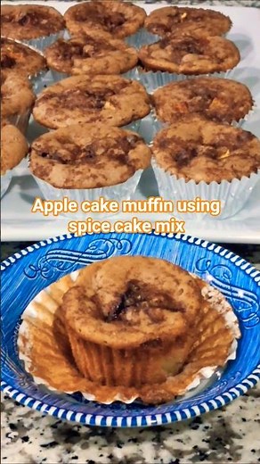 Apple cake muffin using spice cake mix. #shorts #trending #cake