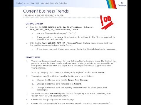Shelly Cashman Word 365 | Module 2: SAM APA Project A