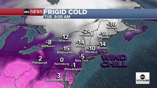 FRIGID COLD: "We're talking about the coldest daytime temperatures in three years from Baltimore to Philadelphia to New York City and Boston," ABC News Chief Meteorologist Ginger Zee reports. https://abcn.ws/3GgXkHk | ABC News Live