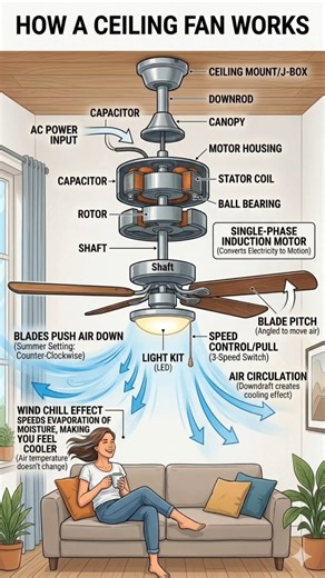 How does a ceiling fan work?