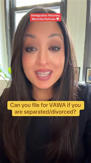 Moumita Rahman on Instagram: "If you left an abusive marriage and thought you lost your chance to file VAWA, this is for you. Your safety matters. You did what you needed to do, and you do not have to face this next step alone. Want to find out if you qualify? Call my office today so we can look into your options: 212 248 7907. #vawa #immigrationattorney #uscis #greencard"