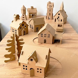 DIY Cardboard Cottage Kit | Mini Village Craft, Eco Friendly - Etsy