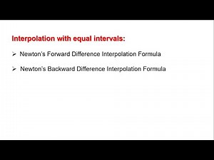 Lecture 16 Interpolation (Newton's forward and backward formula)