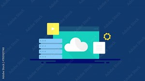 Secured web hosting, cloud server data protection from unauthorised access, conceptual video animation.