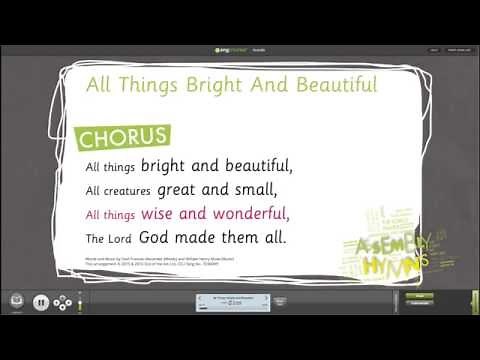 All Things Bright & Beautiful, Assembly Songs, Out of the Ark - Words on Screen - Assembly Hymns