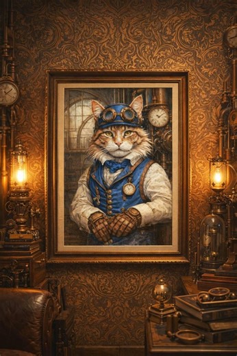 Steampunk Cat Cross Stitch Pattern - Etsy