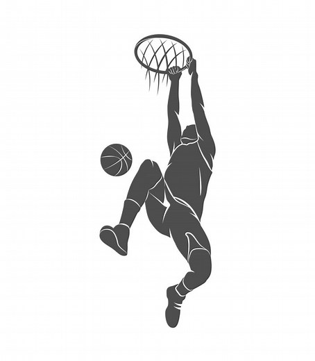 Download Silhouette basketball player with ball on a white background. Vector illustration. for free