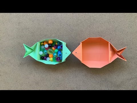 Origami Fish Container 怎麼折魚型盘子 How to make a fish container