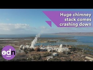 Huge chimney stack comes crashing down