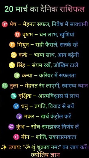 20 मार्च का दैनिक राशिफल