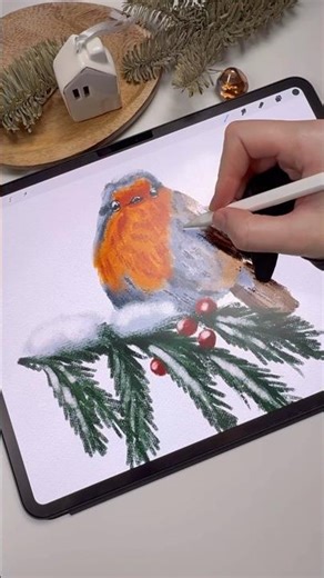 Drawing in Procreate - Digital Oil Pastels Bird #shorts #procreate #tutorial #drawing
